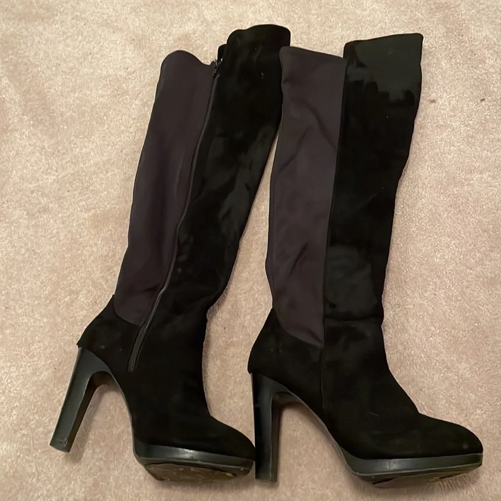 Suede over-the-knee wide calf boots